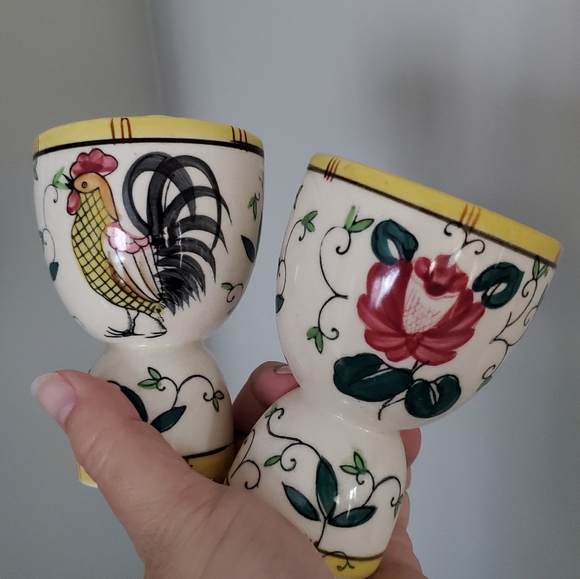 Other - Vintage Rooster Rose Egg Cups